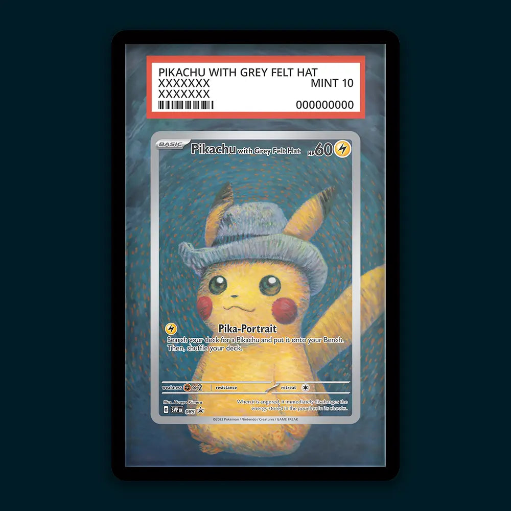 Pikachu with Grey Felt Hat - PSA Graded Display