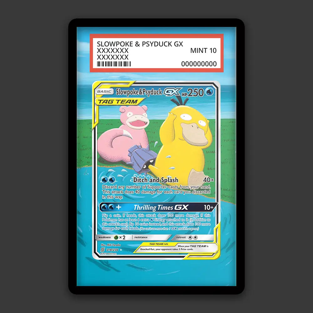 Slowpoke & Psyduck GX - PSA Graded Display